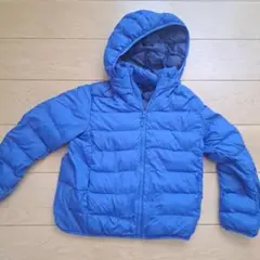 キッズ用フード付き青ダウンジャケット
