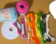 多色アクリル毛糸と刺繍糸セット