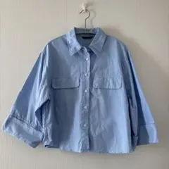 美品】自由区 シルクシアーシャツ 光沢 ベルト付 大きいサイズ 近年 