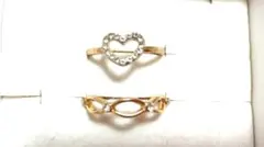 QVC スワロフスキー 使用 ハート チェーン リング 2本 セット