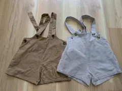 韓国子供服　キッズ　ベビー　サロペットショートパンツ 2色セット90cm