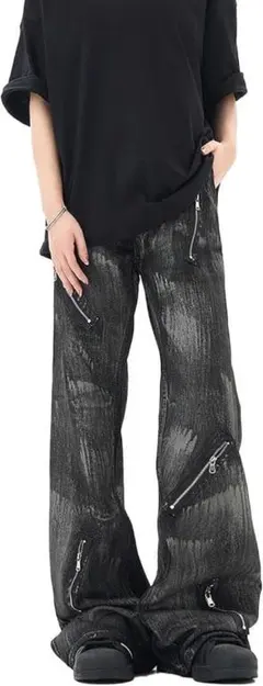 【訳あり美品✨】原宿系 メンズ デニムパンツ ロングパンツ パンタロン ジップのサムネイル