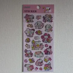 PEANUTS スヌーピー ステッカー シート キラキラ　桜　ぷっくりシール