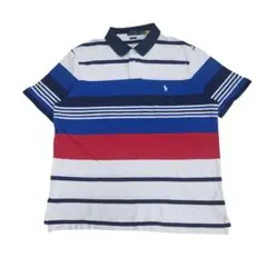 Polo Ralph Lauren XL ポロシャツ マルチボーダー 白 青 赤