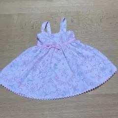 ピンク リボン柄 ノースリーブワンピース　90