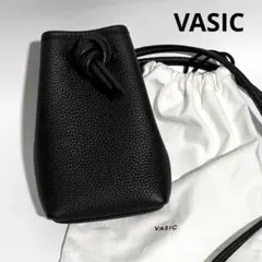【極美品】VASIC ボンドナノ ブラック レザー ショルダー 巾着バッグ