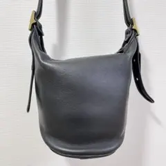 Old Coach バケツ型 ショルダーバッグ レザー ブラック チャーム