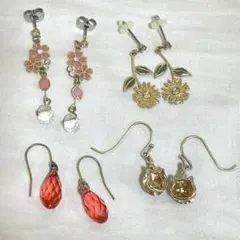 ピアス 4点まとめ売り セット｜桜 向日葵 猫 雫