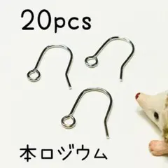 [P78](20個)本ロジウム製ワイヤーフックピアス