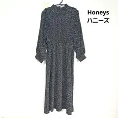 【美品】Honeysハニーズ　 黒・白ドット柄ワンピース　　ロングワンピース