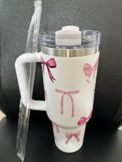 リボン柄 ステンレスタンブラー　40オンス