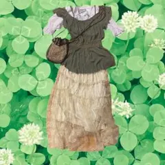 COLLOSEUM オフショルダー チュニック カーキ