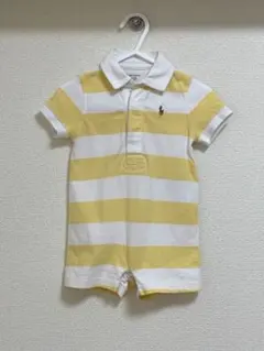 Ralph Lauren 黄色と白のボーダーロンパース