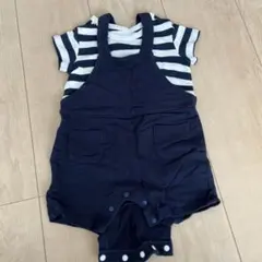 ユニクロ　カバーオール　ロンパース　70 ボーダー　綿　コットン