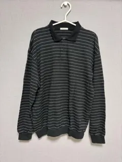 UNIVERSAL PRODUCTS ポロシャツ ブラック/ホワイトストライプ