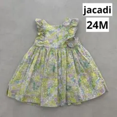 美品】Jacadi リバティワンピース＆ヘアピンセット ピンク 花柄 24M