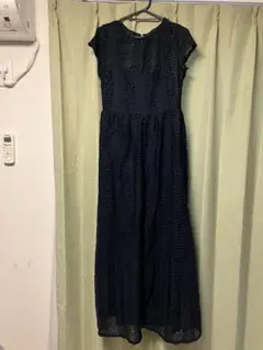M*A様 ZARA レース 半袖 ロングワンピース ネイビー