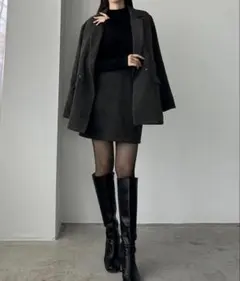 し*る様 ヘリンボーンテーラードジャケット＋ミニスカートSET