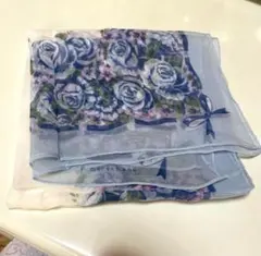 【新品未使用】モレシャンスカーフ　水色　花柄