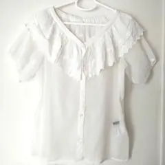 ヘザー　ブラウス　半袖　フリーサイズ　ベルト欠品