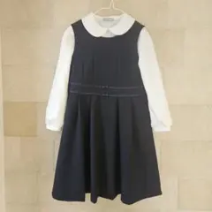 ネイビー ジャンバースカート 長袖ブラウス付き　フォーマル　130