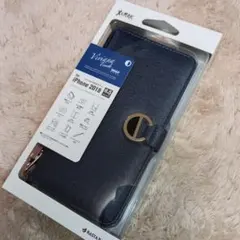 新品iPhoneXSMAX6.5手帳型カバーネイビーケース