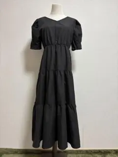 ワンピース ロングワンピース ブラック マタニティ 妊婦 シンプル おしゃれ