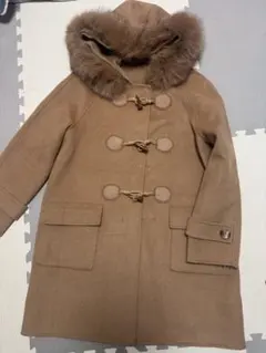 ベージュ ダッフルコート ファー付き
