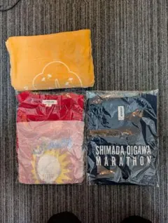 マラソン大会TシャツＭサイズ２枚(新品)&おまけバスタオル(美品)