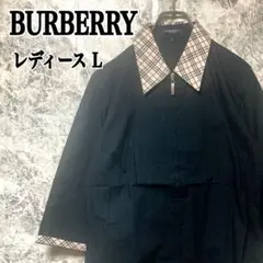 BURBERRY バーバリー 七分袖シャツ ジップアップ 刺繍 L ネイビー