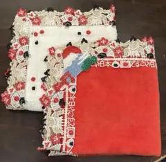 近沢レース　タオルハンカチ　どすこい日本　レッド　ホワイト　赤　白