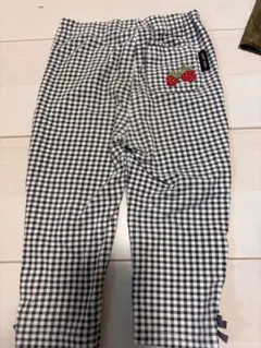 petit main 80 レギンス　ギンガムチェック　いちご刺繍