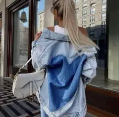 ZARA ザラ　ハート　デニムジャケット　オーバーサイズ