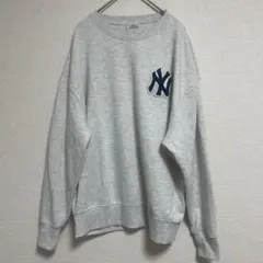 MLB NYロゴ スウェット トレーナー グレー M相当 ワッペン ヤンキースのサムネイル