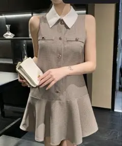 SHEIN チェック柄 ノースリーブ ワンピース 343124952