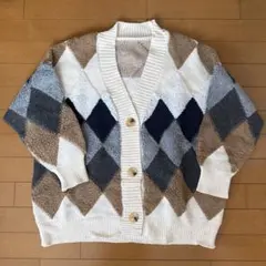 ダイヤモンドパターン カーディガン