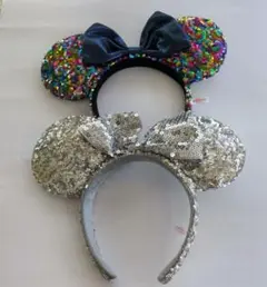 ディズニー　カラフル＆シルバー スパンコールカチューシャセット