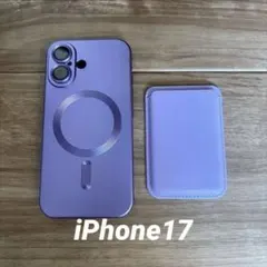 iPhone17 MagSafe ケース　ウォレットケース　パープル　シンプルのサムネイル