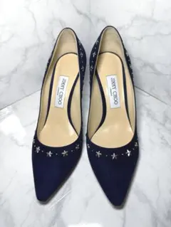 JIMMY CHOO スエード スタースタッズ パンプス 24cm ネイビー - メルカリ