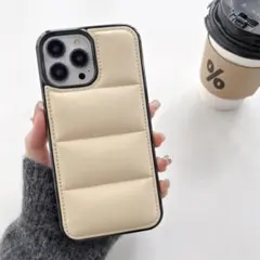 セール！　iPhone15 ケース　 ダウンジャケット風　 ベージュ 03
