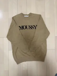 MOUSSY ベージュ ロゴセーター