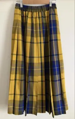 チェックプリーツスカート 黄色