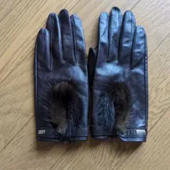 JINDO ブラウン レザー手袋 ファー付き