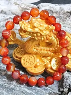 美品♪天然石カーネリアン数珠ブレスレット(8ミリ玉)