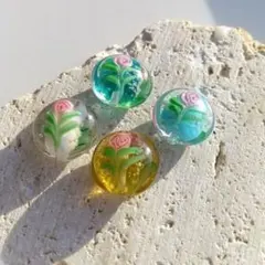 夜光瑠璃薔薇ローズ天然石セット☆ハンドメイドルースパーツブレスレット