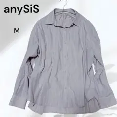 【美品】anySiS ストライプパール付きシャツ ピンク　M オンワード樫山