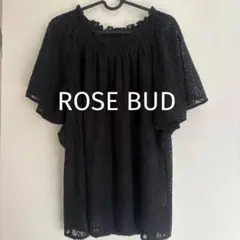 ローズバッド　ROSE BUD ブラック 幾何学模様 半袖 ブラウス 透け感のサムネイル