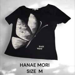 ウ*リ様 HANAEMORI 蝶プリント Tシャツ Mブラックのサムネイル