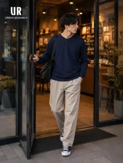 URBAN RESEARCH アーバンリサーチ コットンニット ネイビー 秋冬のサムネイル