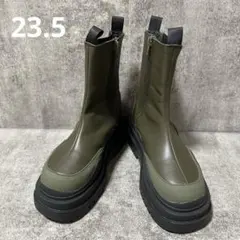 【アズールバイマウジー】オリーブグリーン 厚底 サイドゴアブーツ　緑